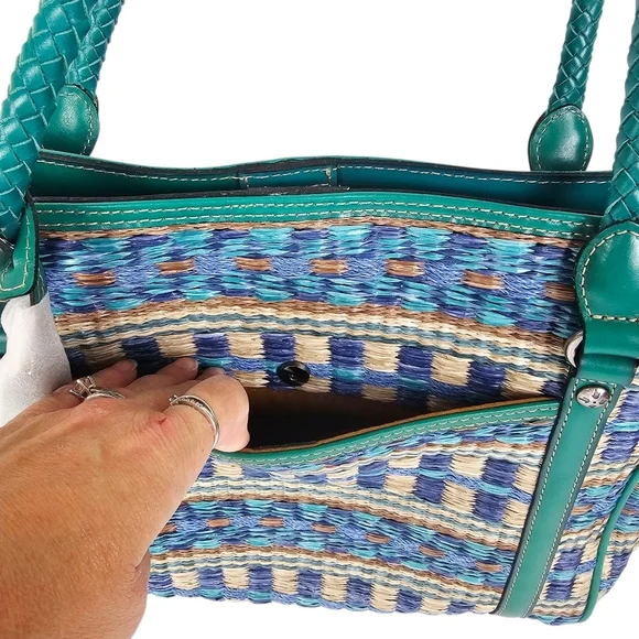 Patricia Nash Teal Woven Cameley Tote NWT - Picture 12 of 15